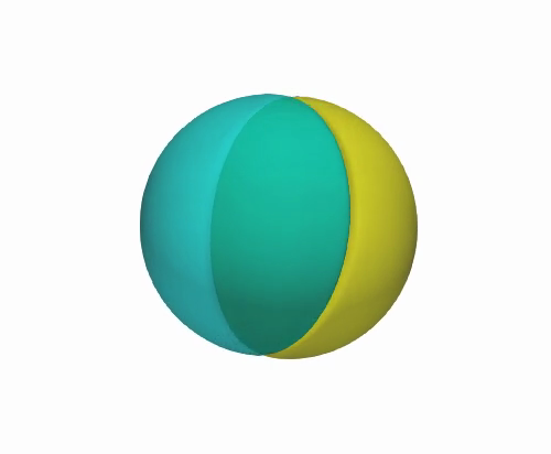 Last frame of three-dimensional Janus particle, chi 0