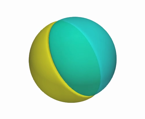 Last frame of three-dimensional Janus particle, chi 0.25