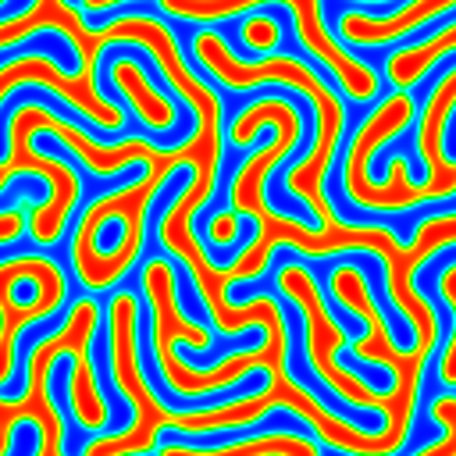 Connected domains at dimensionless time 80
